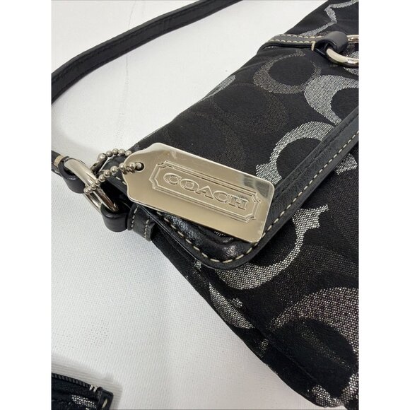 Authentic COACH Signature C Logo Shoulder Bag & Matching Wallet Set – Black Shim - Picture 9 of 16